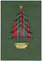 Fabric tartan ribbon Christmas tree card